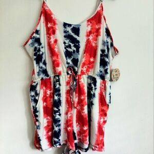 [5x$20] New Women Tie-Dye Short Romper/ Size 3X